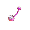 Color Titan Banana with 2 Stones for Navel piercing M-PU-PU
