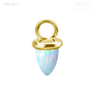 18K Gold Charm Bullet Shape w. synth. Opal WH/OP