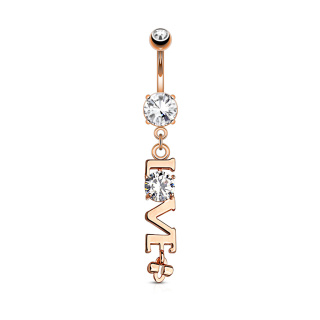 Love Word with Clear CZ Dangle 316L 1.6 x 10 mm